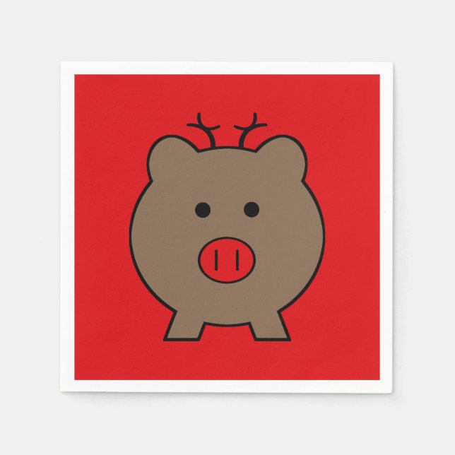 ~ Roy the Christmas Pig Napkins (Front)