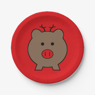 Roy the Christmas Pig Paper Plates
