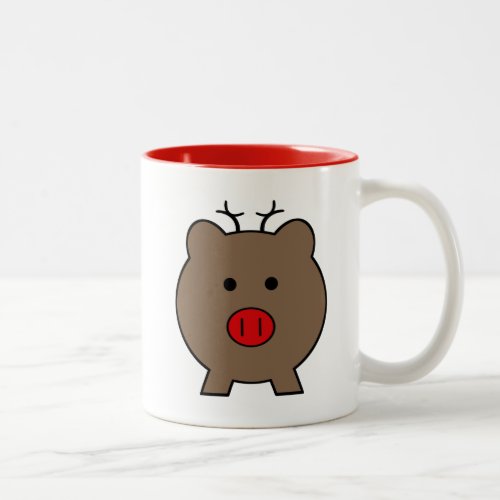 Roy the Christmas Pig Two_Tone Coffee Mug