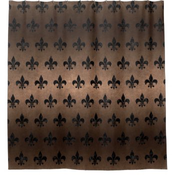 Royal1 Black Marble & Bronze Metal Shower Curtain by Trendi_Stuff at Zazzle