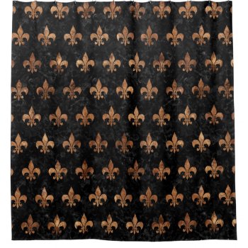 Royal1 Black Marble & Brown Stone (r) Shower Curtain by Trendi_Stuff at Zazzle