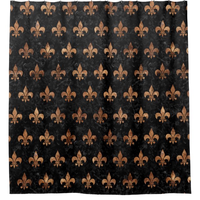 ROYAL1 BLACK MARBLE & BROWN STONE (R) SHOWER CURTAIN (Front)
