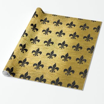 Royal1 Black Marble & Gold Brushed Metal Wrapping Paper by Trendi_Stuff at Zazzle