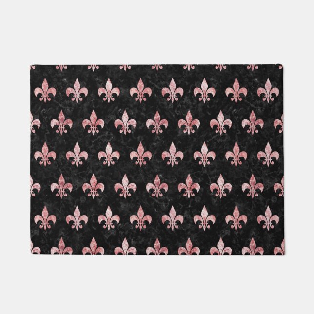 ROYAL1 BLACK MARBLE & RED & WHITE MARBLE (R) DOORMAT (Front)
