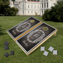 Royal Acanthus Leaf Crest Monogram Cornhole Set