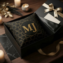 Royal Aesthetic Black Gold Art Deco Monogram Gift