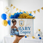 Royal African American Mother to Be Blue &amp; Gold Large Gift Bag