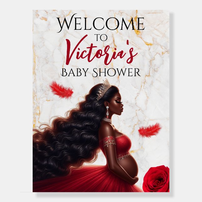 Royal African American Red & Black Baby Shower Foam Board (Front)