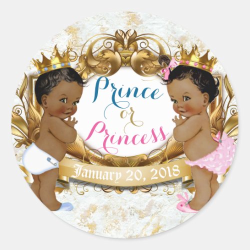 Royal African Gender Reveal Baby Shower Sticker