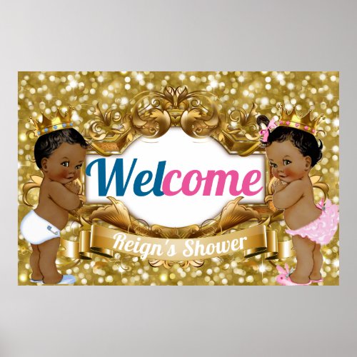 Royal African Gender Reveal Glitter Welcome Poster