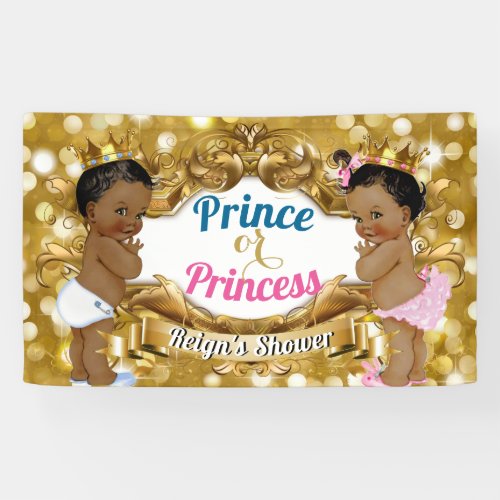 Royal African Gender Reveal Gold Glitter Banner