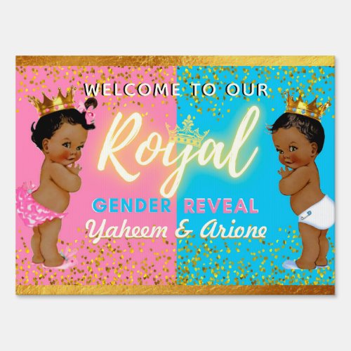 Royal African Gender Reveal Pink  Blue Photo Sign