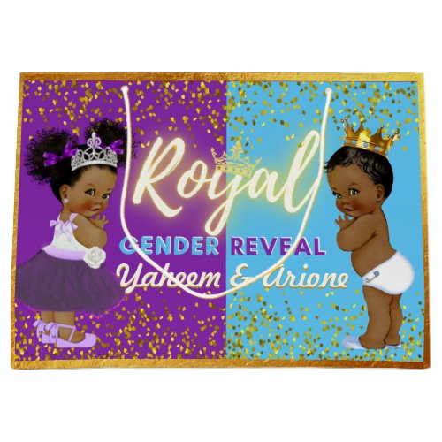 Royal African Gender Reveal Purple  Blue Photo Large Gift Bag