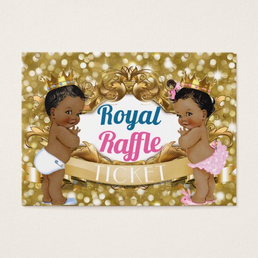 Royal African Glitter Gender Reveal Raffle Tickets (Front)