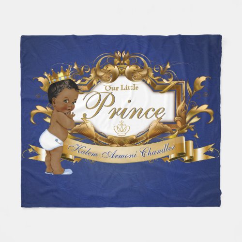 Royal African Prince Blue and Gold Fancy Fleece Blanket