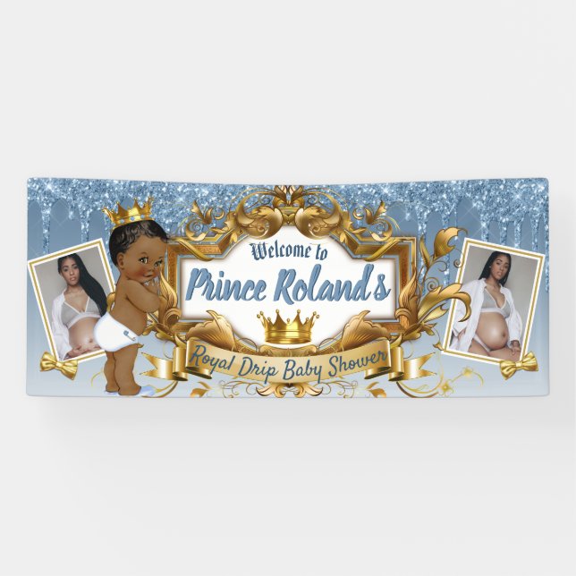 Royal African Prince Blue Glitter Drip (2 Photos) Banner (Horizontal)