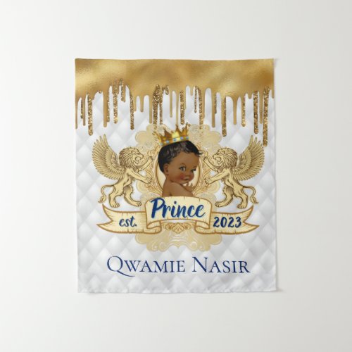 Royal African Prince  Blue Glitter Drip Tapestry