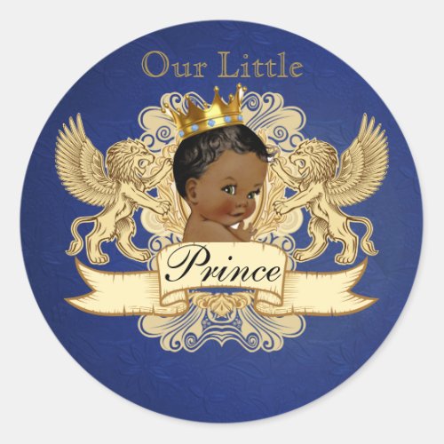 Royal African Prince Blue  Gold Elegant Classic Round Sticker