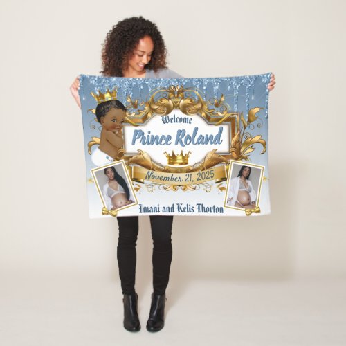 Royal African Prince Blue  Gold Elegant Photo Fleece Blanket