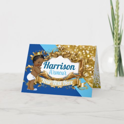 Royal African Prince Blue  Gold Glitter Elegant Card