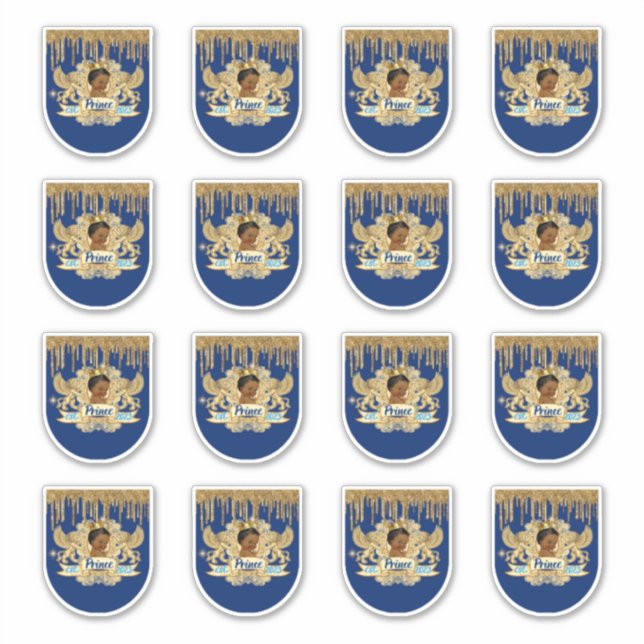 Royal African Prince Blue & Gold Mini Sanitizer  Sticker (Front)