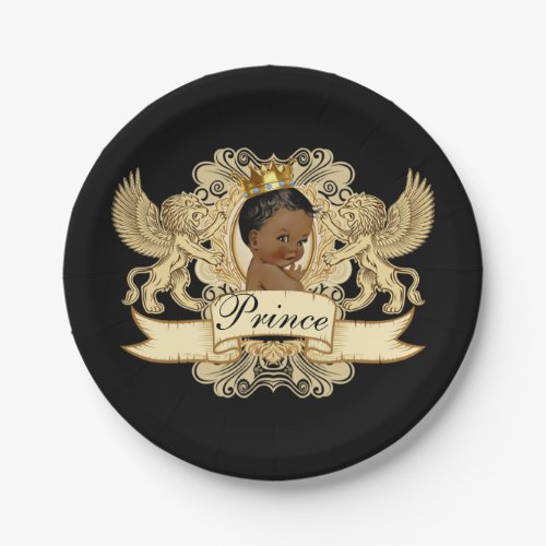 Royal African Prince Elegant Black  Gold Paper Plates