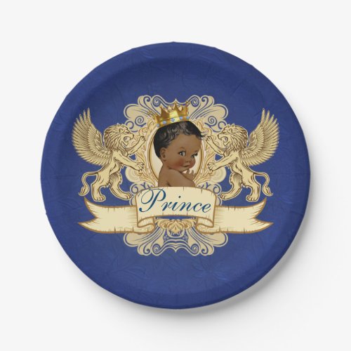 Royal African Prince Elegant Blue  Gold Paper Plates
