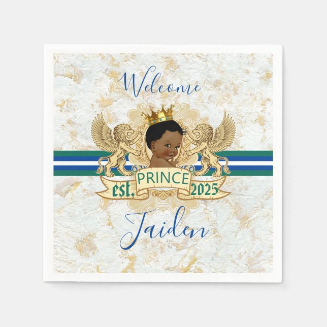 Royal African Prince Elegant Monogram Paper Plate Napkins (Front)