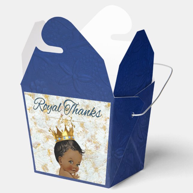 Royal African Prince|Elegant Royal Blue|Gold Favor Boxes (Opened)