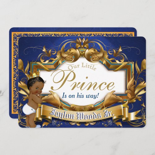 Royal African Prince Fancy Royal Blue and Gold Inv Invitation