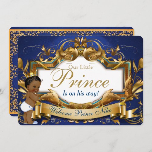 Royal African Prince Fancy Royal Blue and Gold Invitation