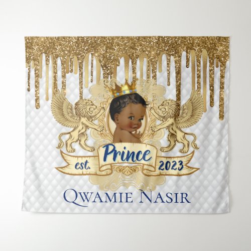 Royal African Prince Gold Glitter Drip Backdrop