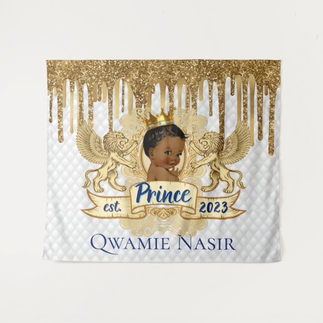 Royal African Prince Gold Glitter Drip Backdrop (Front (Horizontal))