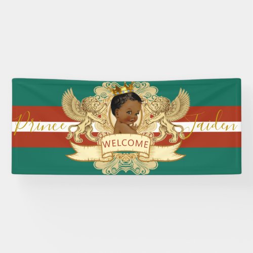 Royal African Prince GreenRed Baby Shower Welcome Banner