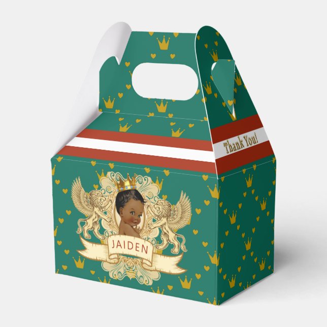 Royal African Prince Green|Red Thank You Favor Boxes (Back Side)
