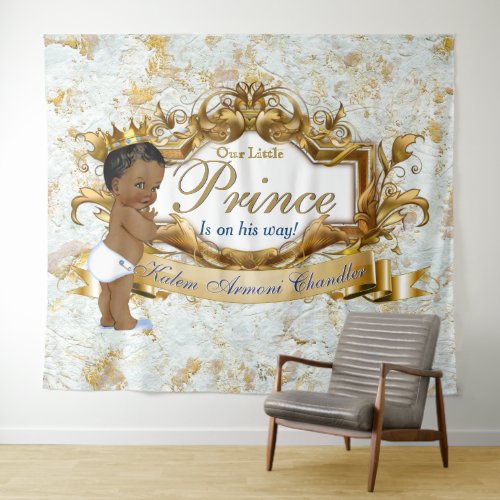 Royal African Prince Marble Gold  Blue Backdrop