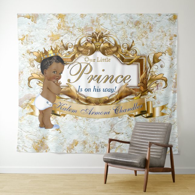 Royal African Prince Marble Gold & Blue Backdrop (In Situ (Horizontal))