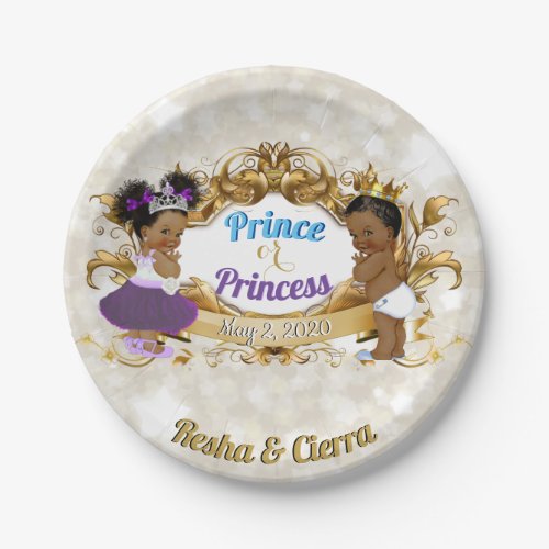 Royal African Prince or Princess Purple  Blue Paper Plates