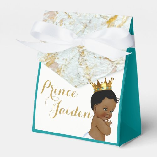 Royal African Prince Teal FANCY Baby Shower Favor Boxes