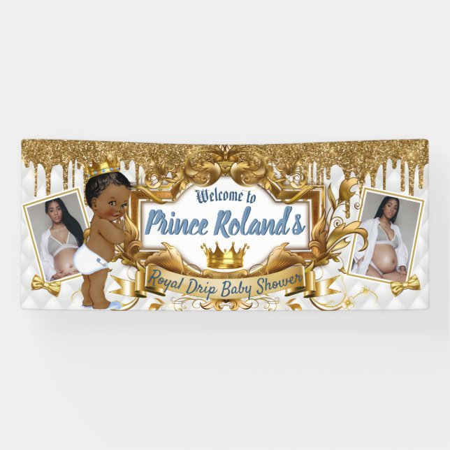 Royal African Prince White|Gold Glitter-2 Photos Banner (Horizontal)