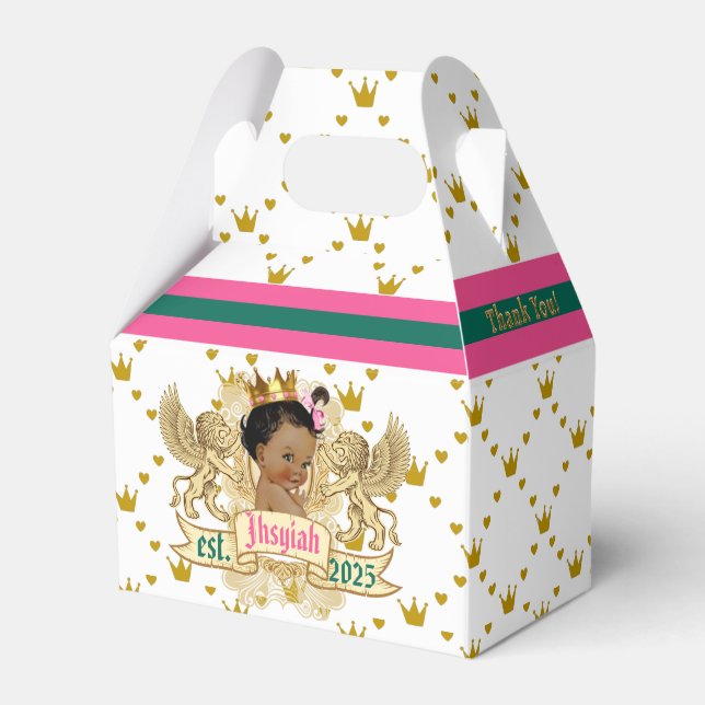 Royal African Princess Pink and Green Elegant Favor Boxes (Front Side)