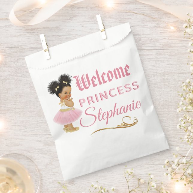 Royal African Princess Pink|Gold Fancy  Favor Bag (Clipped)