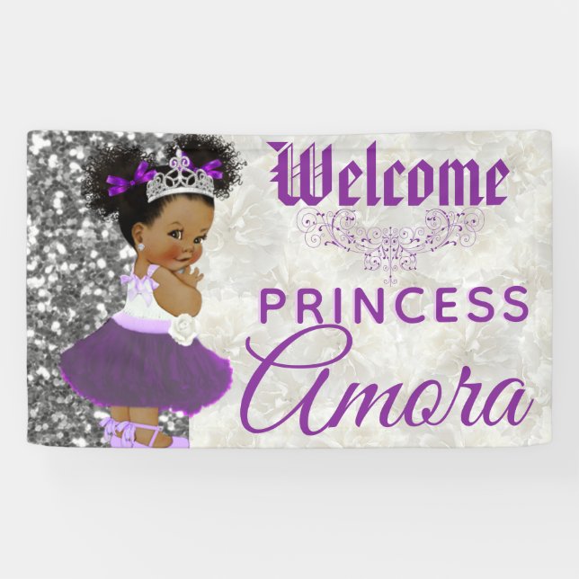 Royal African Princess Purple|Silver Glitter Fancy Banner (Horizontal)