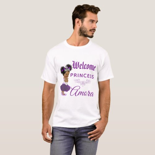Royal African Princess Purple White Baby Shower T_Shirt