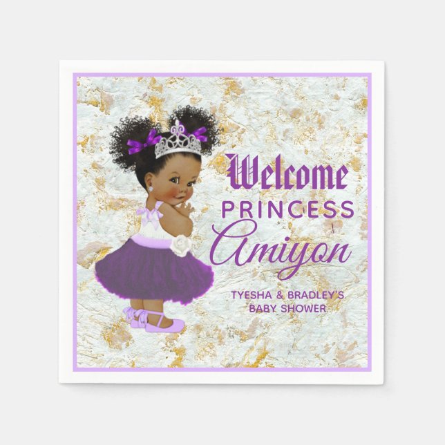 Royal African Purple Princess Elegant Marble Napkins (Front)