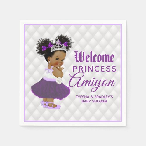 Royal African Purple Princess Elegant White Napkins