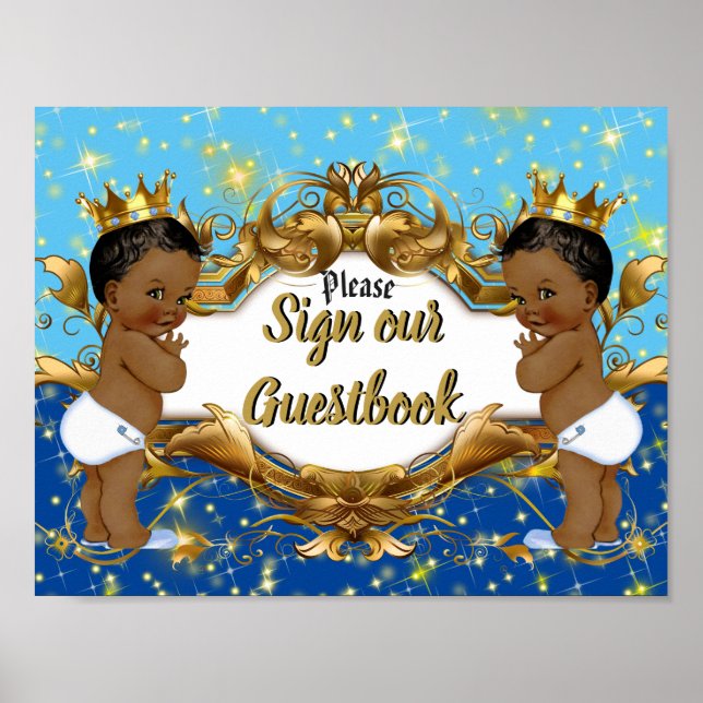 Royal African Twin Boys| Elegant Guestbook Sign (Front)