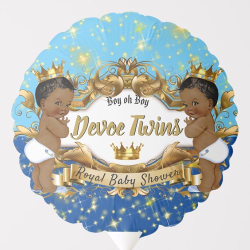 Royal African Twin Princes Blue  Gold Balloon