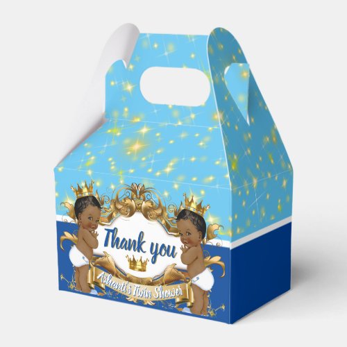 Royal African Twin PrincesBlue  Gold Sparkles Favor Boxes