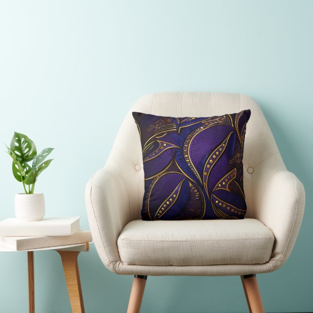Royal Afro Wax Pattern Throw Pillow (Chair)
